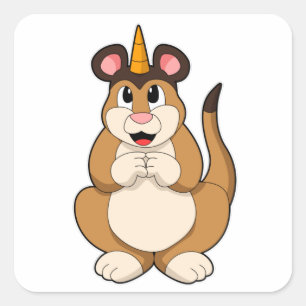 Meerkat met Horn Vierkante Sticker