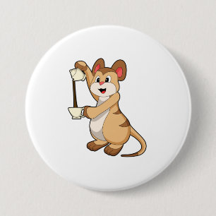 Meerkat met koffie en koffie.PNG Ronde Button 7,6 Cm