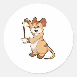 Meerkat met koffie en koffie.PNG Ronde Sticker