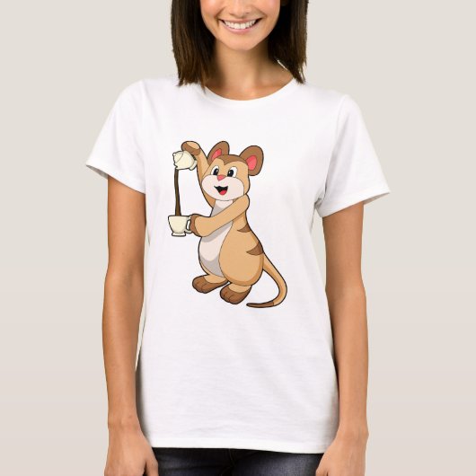 Meerkat met koffie en koffie.PNG T-shirt (Voorkant)