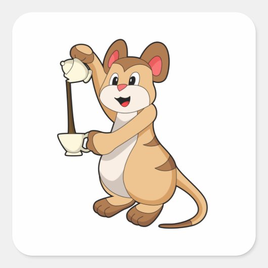 Meerkat met koffie en koffie.PNG Vierkante Sticker (Voorkant)