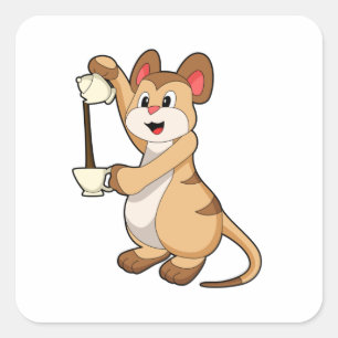 Meerkat met koffie en koffie.PNG Vierkante Sticker
