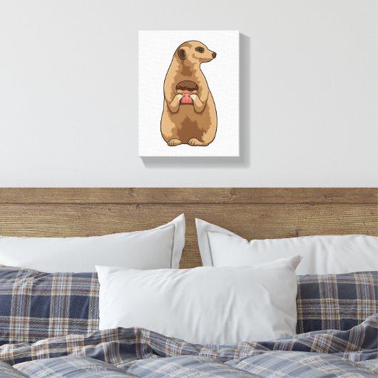 Meerkat met Muffin Canvas Afdruk (Insitu (Slaapkamer))