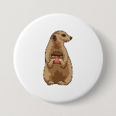 Meerkat met Muffin Ronde Button 7,6 Cm (Voorkant)
