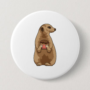 Meerkat met Muffin Ronde Button 7,6 Cm