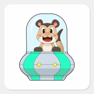 Meerkat met onderzeeër vierkante sticker