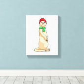 Meerkat met Pet en Scarf Canvas Afdruk (Insitu (Houten vloer))
