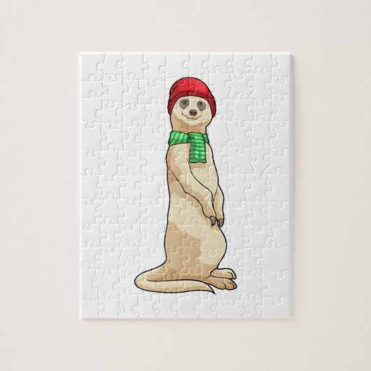 Meerkat met Pet en Scarf Legpuzzel (Verticaal)