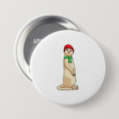 Meerkat met Pet en Scarf Ronde Button 7,6 Cm (Voorkant /achterkant)