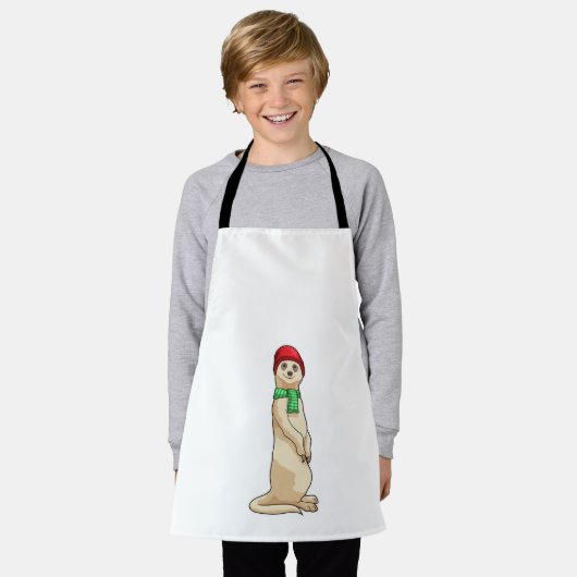 Meerkat met Pet en Scarf Schort (Gedragen)