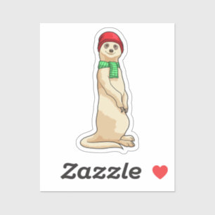 Meerkat met Pet en Scarf Sticker