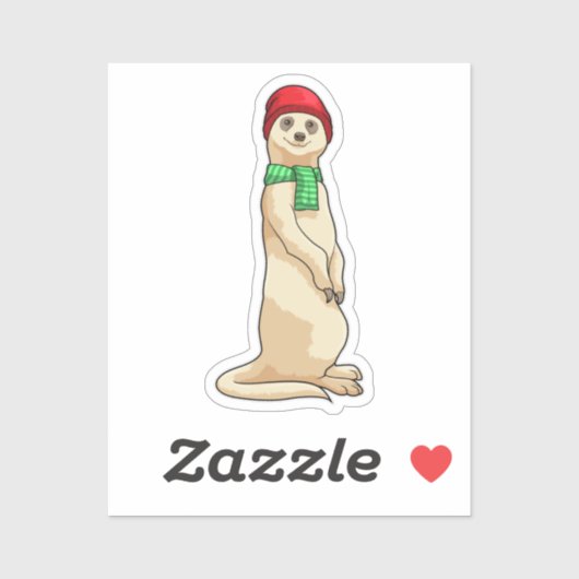 Meerkat met Pet en Scarf Sticker (Vel)