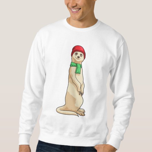 Meerkat met Pet en Scarf Trui (Voorkant)