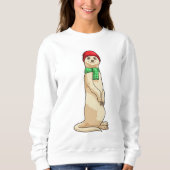 Meerkat met Pet en Scarf Trui (Voorkant)