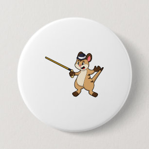 Meerkat met Pet en wandelstok Ronde Button 7,6 Cm