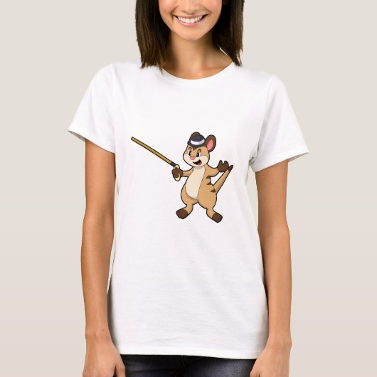 Meerkat met Pet en wandelstok T-shirt (Voorkant)