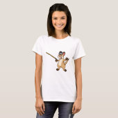 Meerkat met Pet en wandelstok T-shirt (Voorkant volledig)