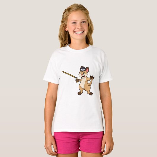 Meerkat met Pet en wandelstok T-shirt (Voorkant volledig)