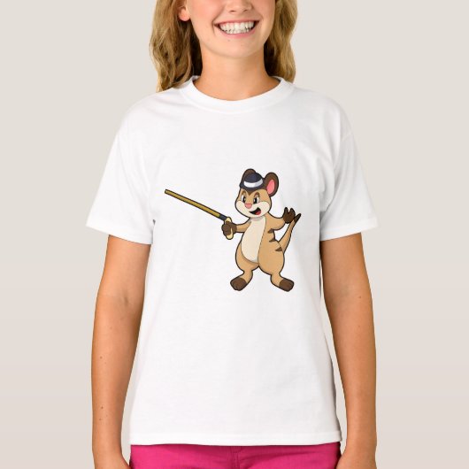 Meerkat met Pet en wandelstok T-shirt (Voorkant)