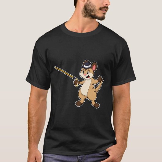 Meerkat met Pet en wandelstok T-shirt (Voorkant)