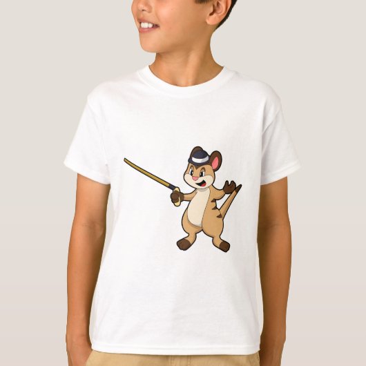 Meerkat met Pet en wandelstok T-shirt (Voorkant)