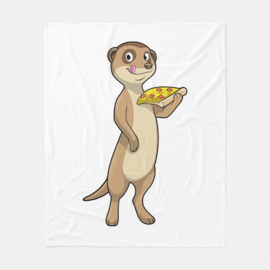 Meerkat met Pizza Fleece Deken (Voorkant)