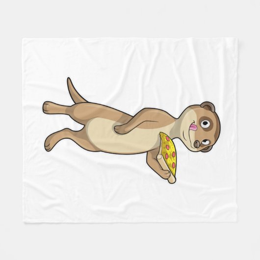 Meerkat met Pizza Fleece Deken (Voorkant (Horizontaal))