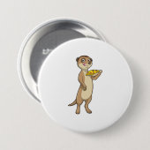 Meerkat met Pizza Ronde Button 7,6 Cm (Voorkant /achterkant)