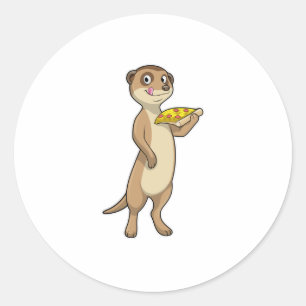 Meerkat met Pizza Ronde Sticker