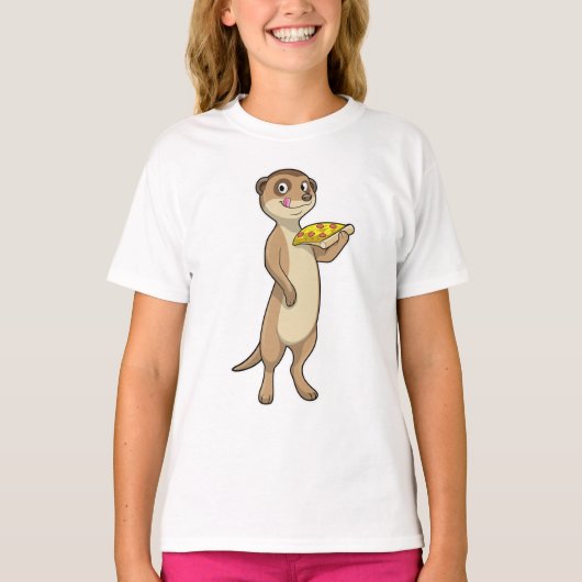 Meerkat met Pizza T-shirt (Voorkant)