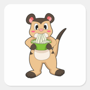 Meerkat met Ramen Vierkante Sticker