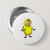 Meerkat met regenjas ronde button 7,6 cm (Voorkant /achterkant)
