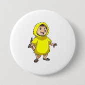 Meerkat met regenjas ronde button 7,6 cm (Voorkant)
