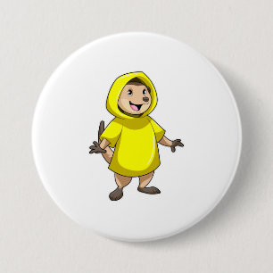 Meerkat met regenjas ronde button 7,6 cm