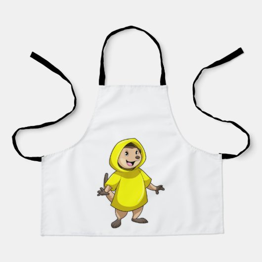 Meerkat met regenjas schort (Voorkant)