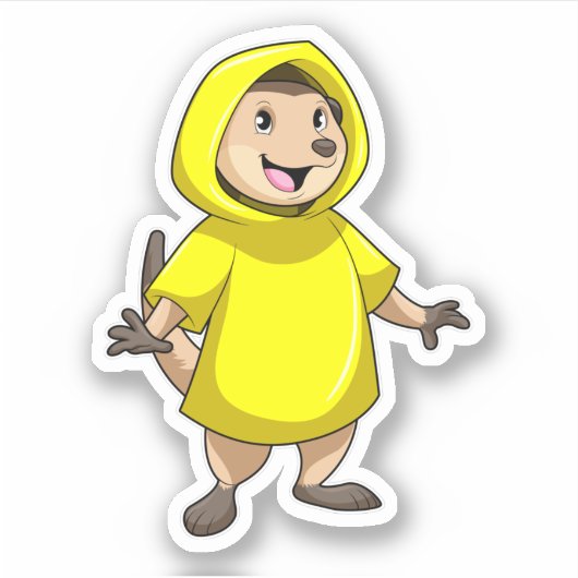 Meerkat met regenjas sticker (Voorkant)