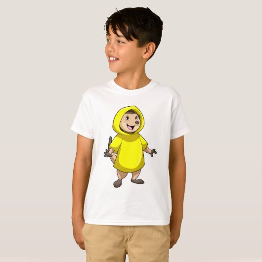 Meerkat met regenjas t-shirt (Voorkant volledig)
