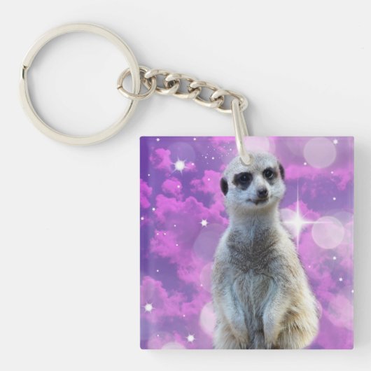 Meerkat met roze pit, sleutelhanger (Voorkant)