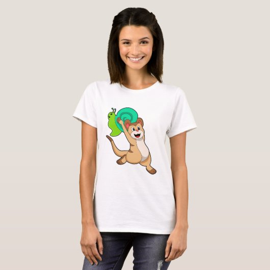 Meerkat met Snail.PNG T-shirt (Voorkant volledig)