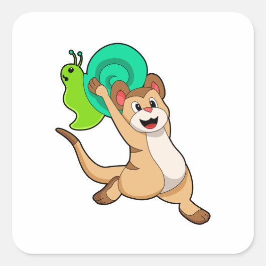 Meerkat met Snail.PNG Vierkante Sticker (Voorkant)