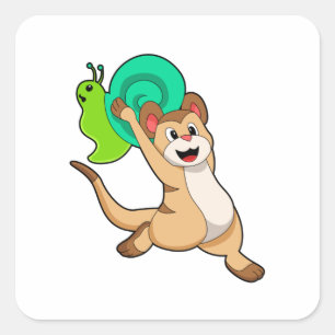 Meerkat met Snail.PNG Vierkante Sticker