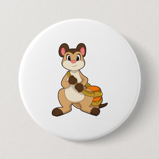 Meerkat met tas ronde button 7,6 cm (Voorkant)