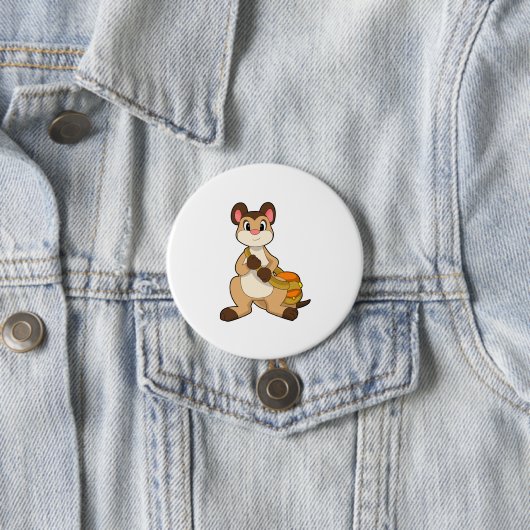 Meerkat met tas ronde button 7,6 cm (In situ)