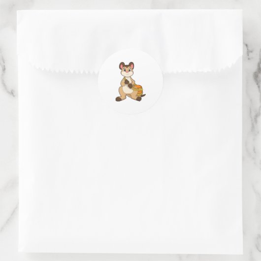 Meerkat met tas ronde sticker (Tas)
