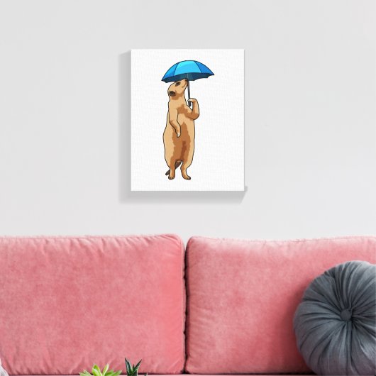 Meerkat met Umbrella Canvas Afdruk (Insitu (Woonkamer))