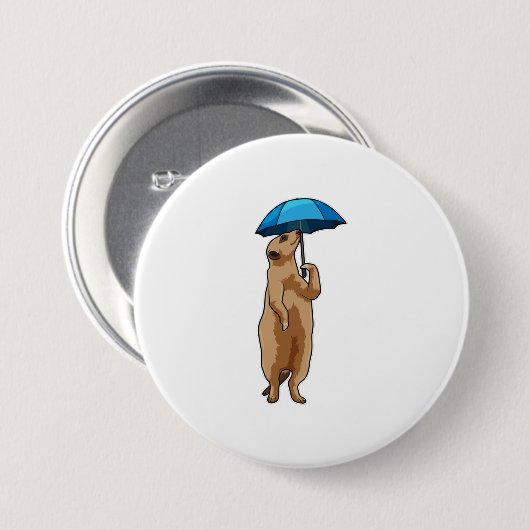 Meerkat met Umbrella Ronde Button 7,6 Cm (Voorkant /achterkant)