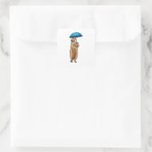 Meerkat met Umbrella Vierkante Sticker (Tas)