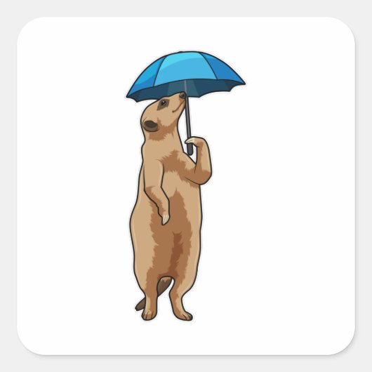 Meerkat met Umbrella Vierkante Sticker (Voorkant)