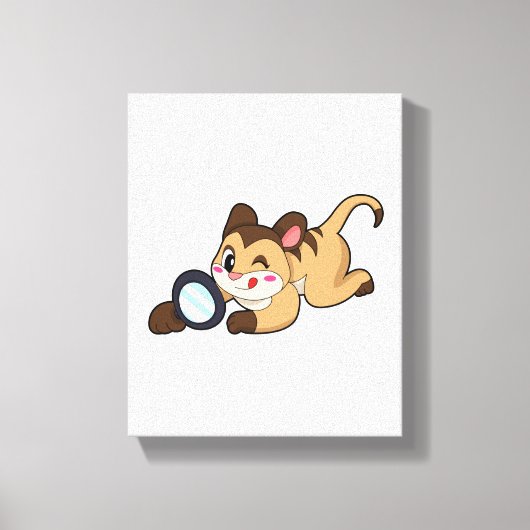 Meerkat met vergrootglas canvas afdruk (Voorkant)