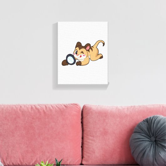 Meerkat met vergrootglas canvas afdruk (Insitu (Woonkamer))